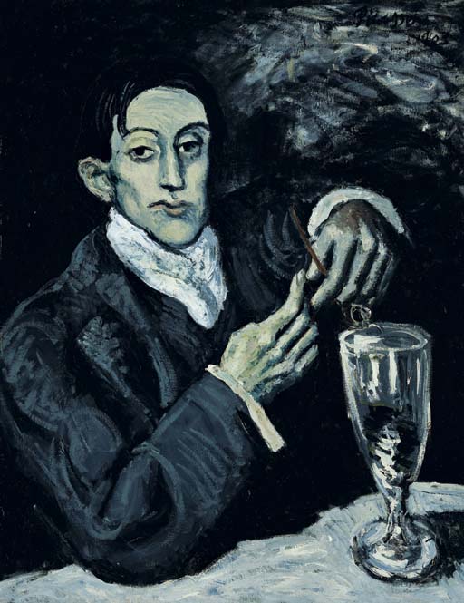 Cuadro de Picasso que representa al bebedor de alcohol