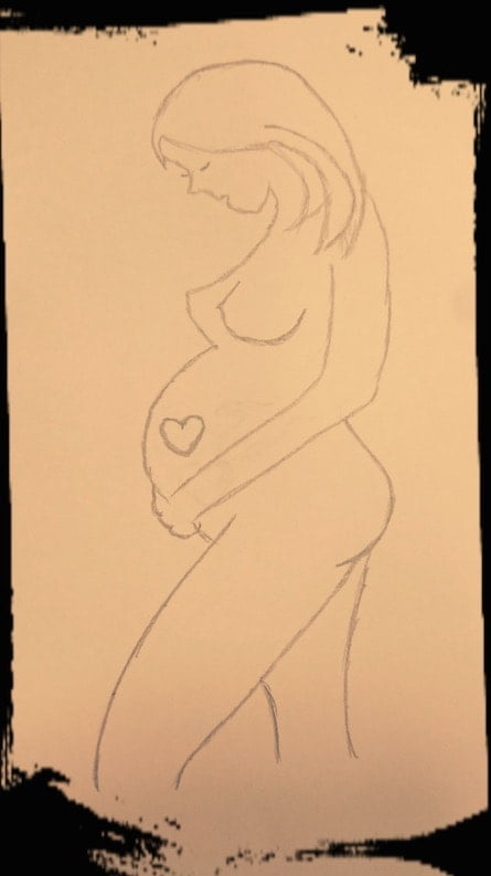 Nuestro paciente Óscar ha realizado este dibujo para ilustrar el símil del embarazo con su rehabilitación en vithas Vinalopó