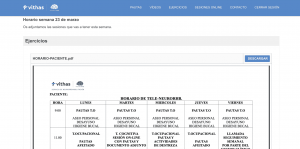 Ejemplo de horario que el paciente tiene en TeleIRENEA