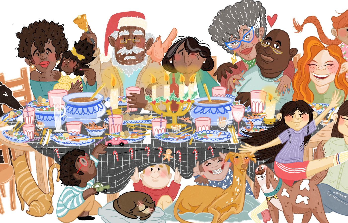 Ilustración del cuento Fellices Fiestas para anticipar y acompañar a los niños en Navidad